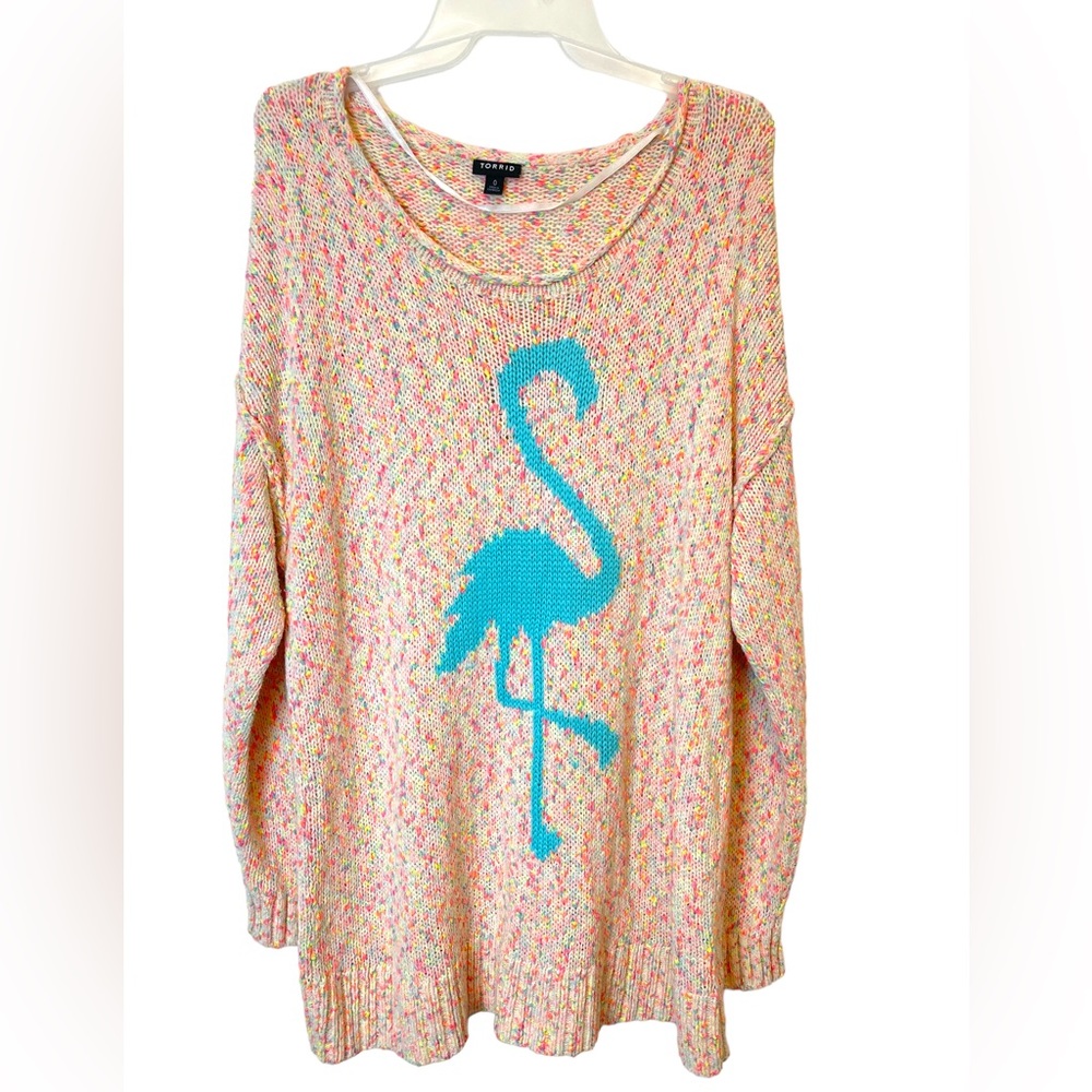 Torrid Flamingo Knit Crew Neck Sweater Multicolor color Size 0X - Picture 3 of 11